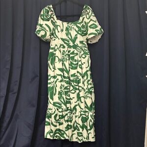 Green and White Floral Women's Dress